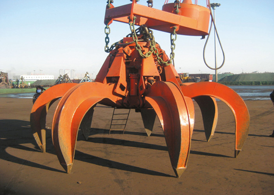 Clamshell Hydraulic Orange Peel Grab Bucket Leakproof For Excavator / Crane