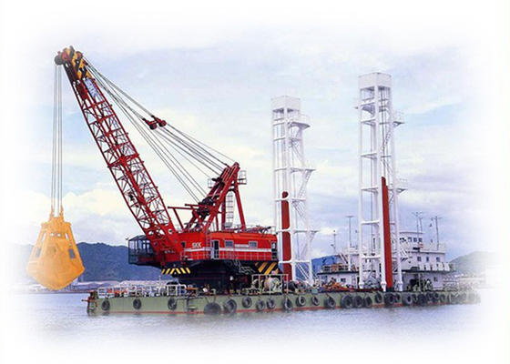 Clamshell Grab Dredger Floating Crane For Ocean And River Construction